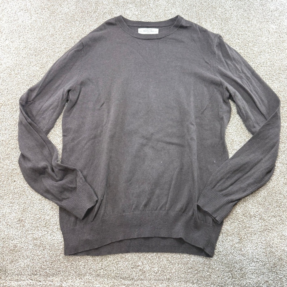 Hawker Rye Mens Brown Cotton Cashmere Blend Crewneck Sweater M Knit Lightweight